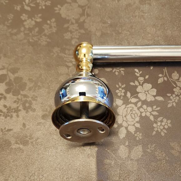 Two-Tone Chrome Brass Polished Decorative Round Wall Mount Towel Rod - Picture 5 of 8